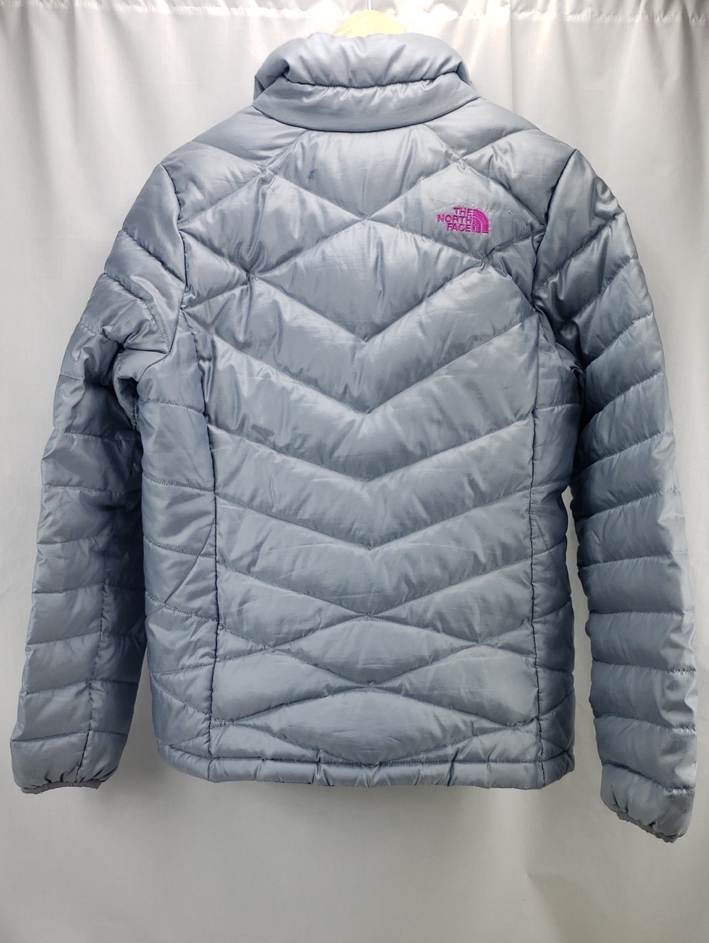 The North Face Puffer Jacket Grey Pink 550 Down Insulated Full Zip Size Large - Picture 2 of 9